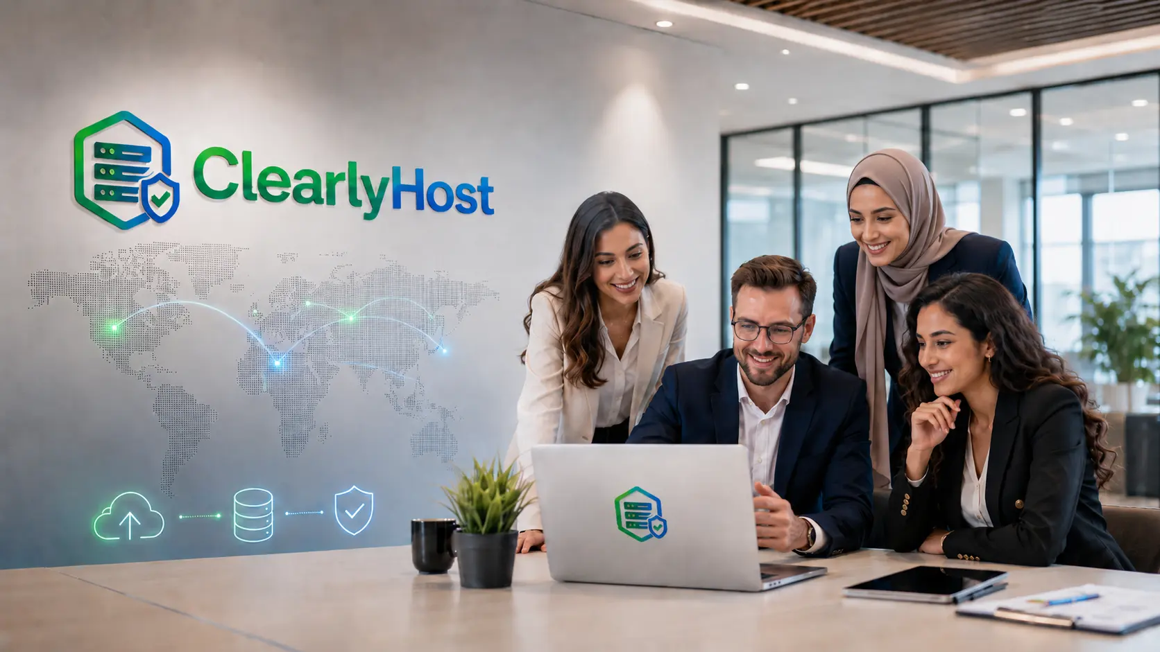 Fachleute besprechen ihre professionelle Website mit ClearlyHost
